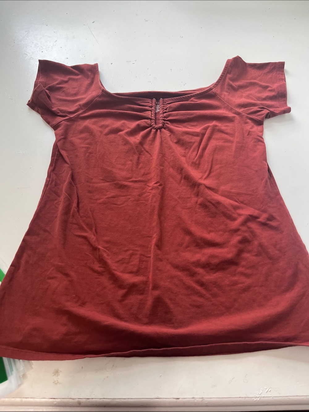 Torrid 0X Rust Color Off the Shoulder Short Silver V Neck Blouse